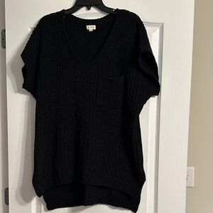 POL Black V-Neck Short Sleeve Sweater-NWOT